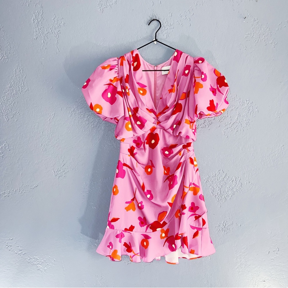 Boskemper Kiko Floral Mini Dress in Camellia Size Small